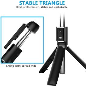 img 1 attached to 📸 Extendable Selfie Stick Tripod with Wireless Remote for iPhone, Samsung, Huawei, and More - Black