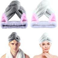 fishdown 4pcs hair towel wrap for long hair: stay stylish with spa headband, microfiber towel wraps for shower or drying curly, long & thick hair logo