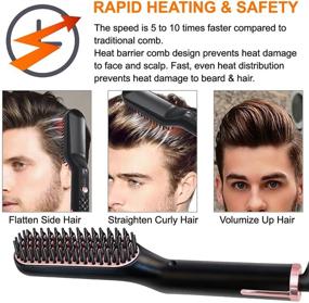 img 1 attached to 🧔 Electric Beard Straightener Comb with Beard Balm and Straightening Brush - Ideal Hair Straightening Comb Gift Set for Men, Dad, Him