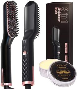 img 4 attached to 🧔 Electric Beard Straightener Comb with Beard Balm and Straightening Brush - Ideal Hair Straightening Comb Gift Set for Men, Dad, Him