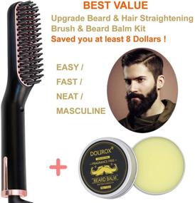 img 3 attached to 🧔 Electric Beard Straightener Comb with Beard Balm and Straightening Brush - Ideal Hair Straightening Comb Gift Set for Men, Dad, Him