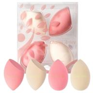 🌿 charm arbre makeup blender sponge set: multi-functional beauty blender for powder, liquid, and cream - blending applicators for foundations. includes light red and beige 4pcs set - cosmetics tool. logo