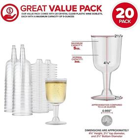 img 3 attached to 🍷 20 Pack of BPA Free & Recyclable 5 oz Clear Plastic Wine Glasses by Stock Your Home - Shatterproof Goblets, Disposable & Reusable Cups for Champagne, Dessert, Food Samples, Catering, Weddings