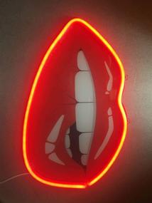 img 2 attached to 💋 14-inch Neon Sign Wall Decor Art LED Neon Light Print - Women's Red Lips Home Decoration for Bedroom, Lounge, Office - USB Powered LED Light Decor Sign Party