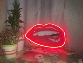 img 4 attached to 💋 14-inch Neon Sign Wall Decor Art LED Neon Light Print - Women's Red Lips Home Decoration for Bedroom, Lounge, Office - USB Powered LED Light Decor Sign Party