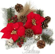 🎄 андалусская рождественская и праздничная отделка: мак, мини-шишки сосны и подвесные колокольчики для вазы и кувшина - рождественские мечты. логотип