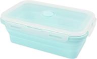 🥡 space saving collapsible silicone food storage container - microwaveable, freezer, dishwasher safe, bpa free - stackable leftover or meal prep lunch box containers (800ml, blue) логотип