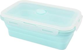 img 4 attached to 🥡 Space Saving Collapsible Silicone Food Storage Container - Microwaveable, Freezer, Dishwasher Safe, BPA Free - Stackable Leftover or Meal Prep Lunch Box Containers (800ml, Blue)