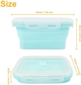 img 3 attached to 🥡 Space Saving Collapsible Silicone Food Storage Container - Microwaveable, Freezer, Dishwasher Safe, BPA Free - Stackable Leftover or Meal Prep Lunch Box Containers (800ml, Blue)