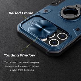 img 2 attached to 📱 CloudValley iPhone 12/12 Pro Case: Camera Cover, Kickstand, Slide Lens Protection, 360° Rotate Ring Stand - Blue Armor Style, Impact-Resistant & Shockproof Bumper (6.1 inch)