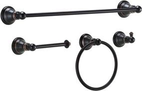 img 2 attached to 🛁 Derengge F-080-NB 4-piece Bathroom Hardware Accessory Set – Towel Bar, Towel Ring, Paper Holder, Robe Hook in Oil Rubbed Bronze