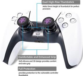 img 3 attached to 🎮 Enhance Control and Comfort with Playrealm FPS Thumbstick Extender & Silicone Grip Cover 2 Sets for PS5 Dualsenese & PS4 Controller (Demon Summon)