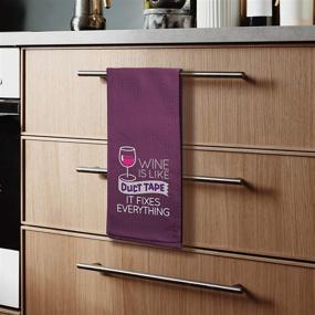 img 2 attached to 🍷 Chris's Embroidered Kitchen Cotton Towel for Wine Lovers - Funny Quote [ Wine is Like Duct Tape ] - 29" x 18