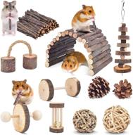 🐹 erkoon 11-pack hamster chew toys | small animal activity toy kit | natural apple wood ladder, bell roller, teeth molar care | ideal for dwarf hamsters, rats, guinea pigs, chinchillas, gerbils, bunnies logo