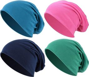 img 4 attached to 🧢 Stylish Unisex Hip-Hop Beanies Hat Set – Outus 4-Piece Thin Knit Slouchy Cap Collection
