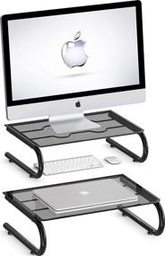 img 3 attached to SimpleHouseware Mesh Monitor Stand Riser - Set of 2