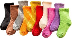 img 1 attached to 10 пар девочек тапочек из пушистого материала для детей | уютные, пушистые носки на зиму | мягкие и теплые микрофиброзные домашние носки для сна