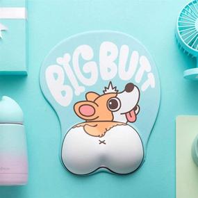 img 3 attached to Tidoopu Anime Mouse Pad With Wrist Support Ergonomic Gel 3D Mouse Pad Cute Corgi Dog Butt Mouse Mat For Girls Gift (Blue)