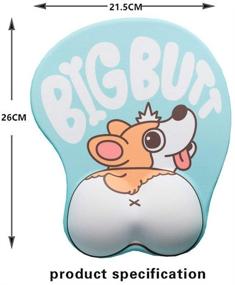 img 2 attached to Tidoopu Anime Mouse Pad With Wrist Support Ergonomic Gel 3D Mouse Pad Cute Corgi Dog Butt Mouse Mat For Girls Gift (Blue)