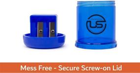 img 3 attached to 🔵 3 Pack Blue Dual Hole Pencil Sharpener with Receptacle - Manual Sharpeners for Regular and Oversized Pencils or Crayons