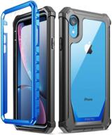 📱 iphone xr case, poetic guardian - blue | full-body rugged clear hybrid bumper case with scratch resistant back & built-in-screen protector | compatible with apple iphone xr 6.1" lcd display logo