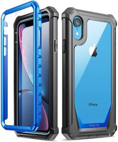 img 4 attached to 📱 iPhone XR Case, Poetic Guardian - Blue | Full-Body Rugged Clear Hybrid Bumper Case with Scratch Resistant Back & Built-in-Screen Protector | Compatible with Apple iPhone XR 6.1" LCD Display