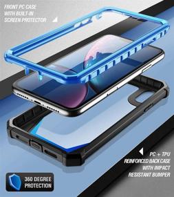 img 2 attached to 📱 iPhone XR Case, Poetic Guardian - Blue | Full-Body Rugged Clear Hybrid Bumper Case with Scratch Resistant Back & Built-in-Screen Protector | Compatible with Apple iPhone XR 6.1" LCD Display