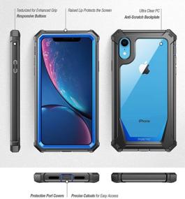 img 3 attached to 📱 iPhone XR Case, Poetic Guardian - Blue | Full-Body Rugged Clear Hybrid Bumper Case with Scratch Resistant Back & Built-in-Screen Protector | Compatible with Apple iPhone XR 6.1" LCD Display