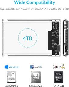 img 1 attached to 💾 ORICO 2139U3: Clear USB 3.0 External Hard Drive Enclosure for 2.5'' SATA HDD SSD - Supports up to 4TB, UASP, Tool-Free