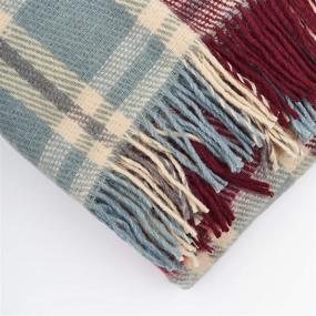 img 1 attached to 🔵 Premium Tartan Design Cozy Wool Blanket: 100% New Zealand Wool, Red & Blue, Twin Size