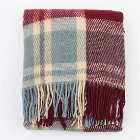 img 3 attached to 🔵 Premium Tartan Design Cozy Wool Blanket: 100% New Zealand Wool, Red & Blue, Twin Size