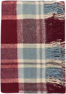 🔵 premium tartan design cozy wool blanket: 100% new zealand wool, red & blue, twin size logo