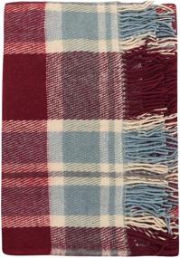 img 4 attached to 🔵 Premium Tartan Design Cozy Wool Blanket: 100% New Zealand Wool, Red & Blue, Twin Size