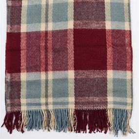 img 2 attached to 🔵 Premium Tartan Design Cozy Wool Blanket: 100% New Zealand Wool, Red & Blue, Twin Size