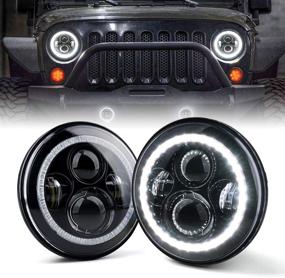 img 4 attached to 🚙 Xprite 7" Inch LED Halo Headlights for Jeep Wrangler JK TJ LJ 1997-2018 - DOT Approved, CREE LED Chip, 90W 9600 Lumens Hi/Lo Beam with Halo Ring Angel Eyes DRL