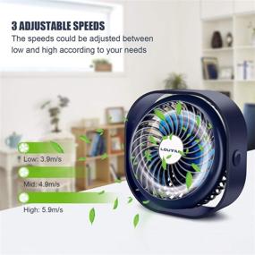 img 3 attached to 🌬️ Portable Small Desk Fan - Mini Desktop Cooling Fan with 3 Speeds – Rechargeable 2000mAh Battery - Powerful and Quiet Desk Fans for Home, Office, Room, Car - Indoor and Outdoor