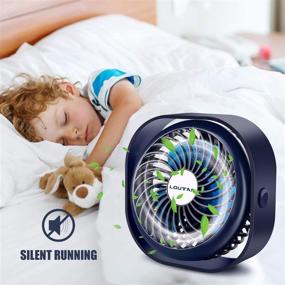 img 2 attached to 🌬️ Portable Small Desk Fan - Mini Desktop Cooling Fan with 3 Speeds – Rechargeable 2000mAh Battery - Powerful and Quiet Desk Fans for Home, Office, Room, Car - Indoor and Outdoor