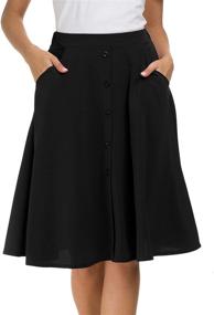 img 3 attached to 👗 Chic and Functional: Sinono Womens Casual Pleated High Waisted A Line Midi Button Front Skirts with Pockets for Effortless Style