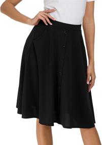 img 1 attached to 👗 Chic and Functional: Sinono Womens Casual Pleated High Waisted A Line Midi Button Front Skirts with Pockets for Effortless Style