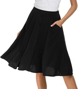 img 2 attached to 👗 Chic and Functional: Sinono Womens Casual Pleated High Waisted A Line Midi Button Front Skirts with Pockets for Effortless Style