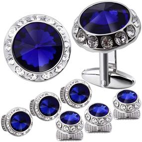 img 4 attached to 💎 Crystal Cufflinks and Tuxedo Studs Shirt Set