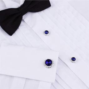 img 3 attached to 💎 Crystal Cufflinks and Tuxedo Studs Shirt Set