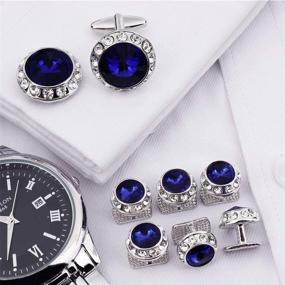 img 2 attached to 💎 Crystal Cufflinks and Tuxedo Studs Shirt Set