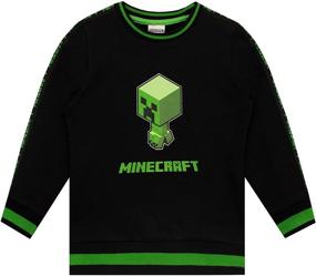 img 3 attached to 👕 Minecraft Creeper Black Sweatshirt for Boys' - Boys' Clothing