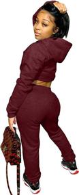 img 2 attached to 👚 Akmipoem Women's 2-Piece Sweatsuits - Sexy Crop Hoodie with Long Sleeve & Bodycon Pants - Tracksuit Outfit Sets