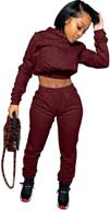 👚 akmipoem women's 2-piece sweatsuits - sexy crop hoodie with long sleeve & bodycon pants - tracksuit outfit sets logo