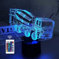 🚚 fullosun cement mixer truck night light, concrete truck figurine 3d lamp for kids - ideal xmas, holiday, birthday gifts with remote control - 16 colors changing, 4 modes, dim function логотип