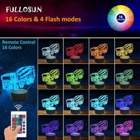 img 3 attached to 🚚 FULLOSUN Cement Mixer Truck Night Light, Concrete Truck Figurine 3D Lamp for Kids - Ideal Xmas, Holiday, Birthday Gifts with Remote Control - 16 Colors Changing, 4 Modes, Dim Function