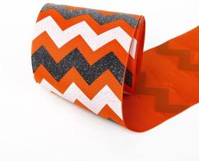 img 4 attached to 🎀 Grosgrain Ribbon with Glitter Chevron Swirls Waves Pattern - 3" Wide, 5 Yard - Perfect for DIY Hair Bow Clips, Festival Wedding Party Decorations (Orange)