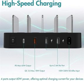 img 3 attached to 🔌 Премиум 60W 4-портовая зарядная станция USB с технологией Power Delivery для ноутбуков с USB-C, MacBook, iPad Pro, iPhone и других устройств.